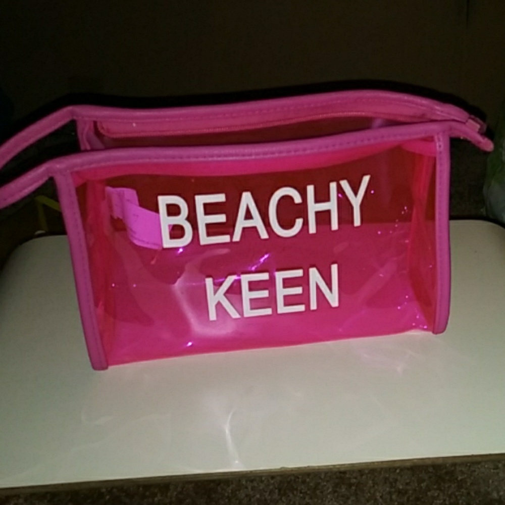 Clear pink beach/ bikini bag